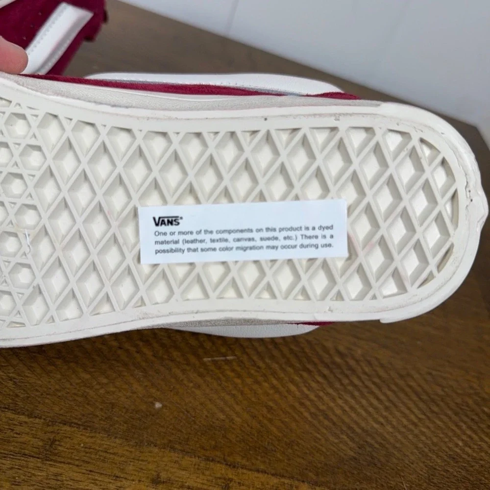 Vans Shoes Womens 7 Bordeaux‎ Red Knu Skool Suede Casual Skate Sneakers NEW